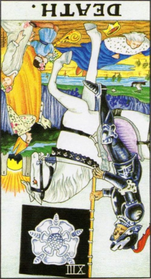 Rider Waite depiction of Death tarot card reversed